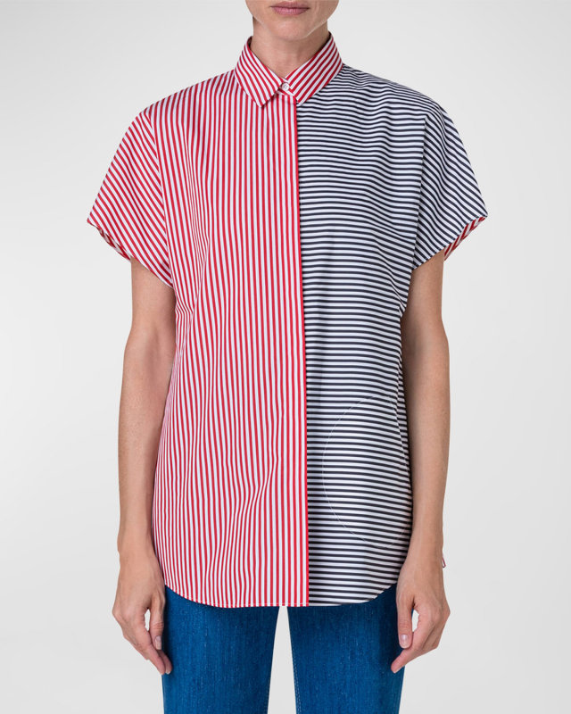 Colorblock Kodak Striped Collared Blouse